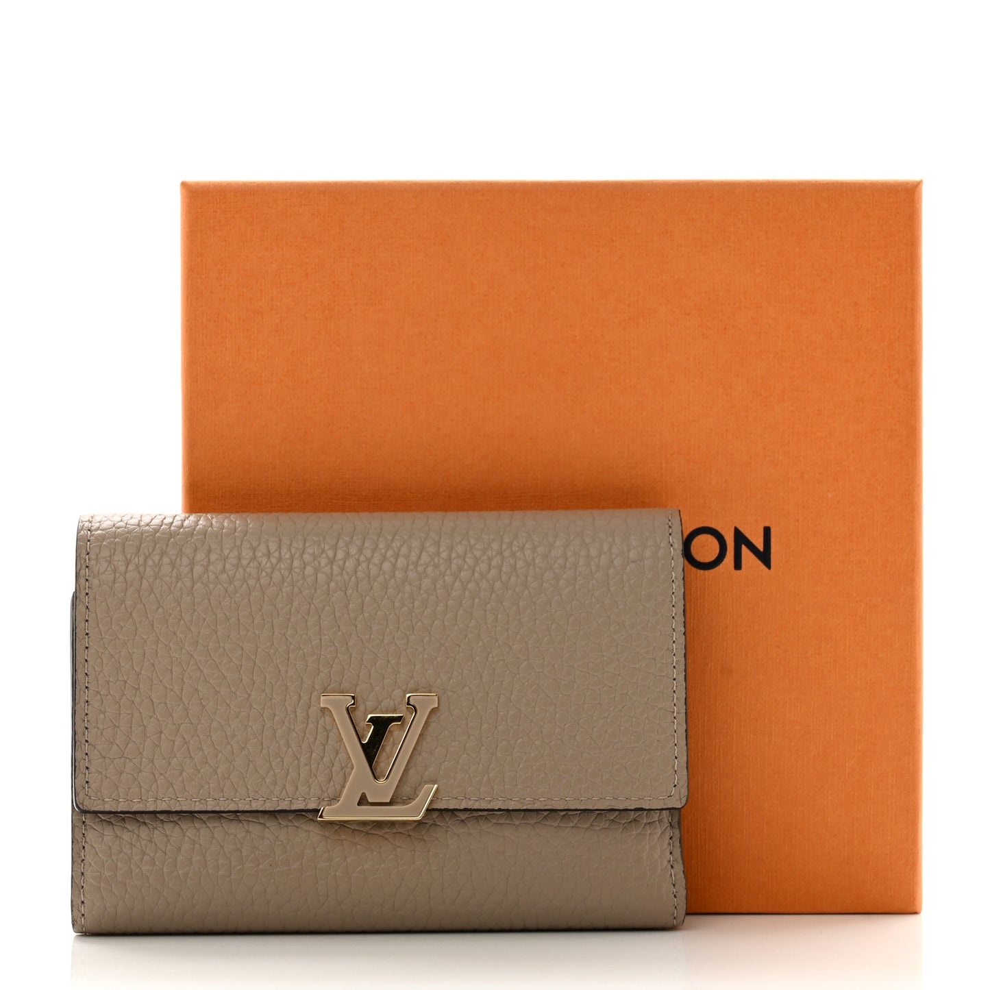 Taurillon Capucines Compact Wallet Galet