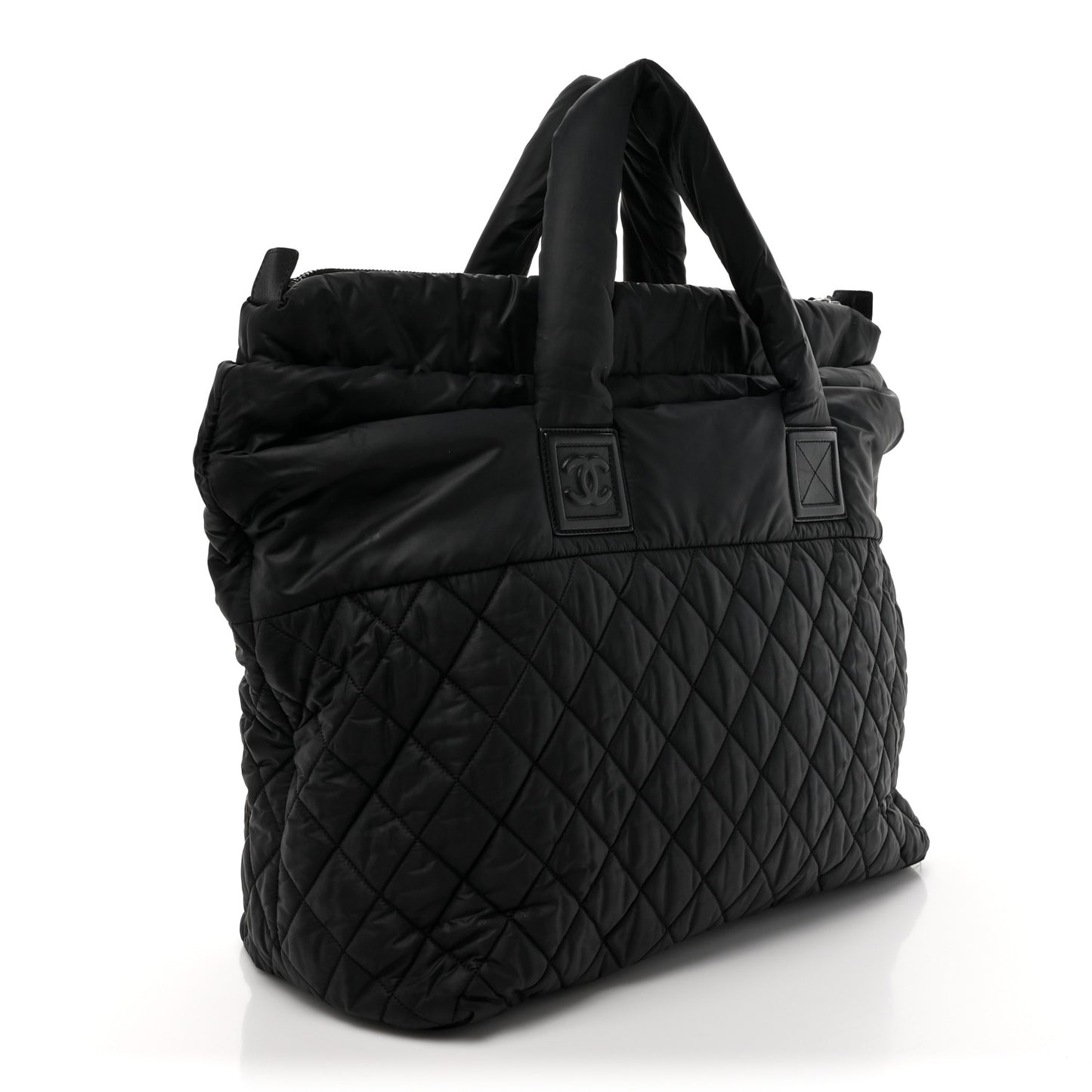 Nylon Quilted Large Coco Cocoon Tote Black