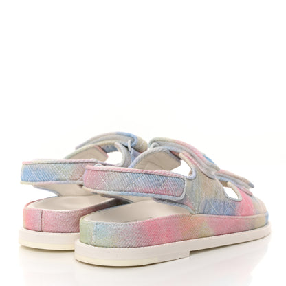 Chanel Printed Fabric Quilted Dad Sandals 36.5 Green Pink Blue 4 of 9