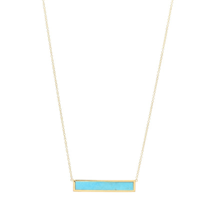 Jennifer Meyer 18K Yellow Gold Turquoise Inlay Bar Necklace 1 of 6