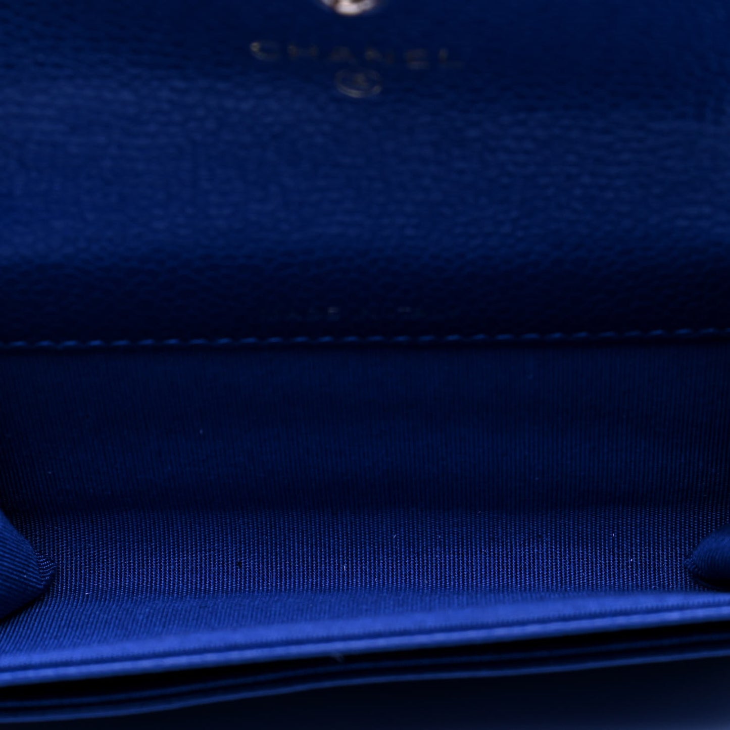 Caviar Camellia Embossed Card Holder Wallet Blue