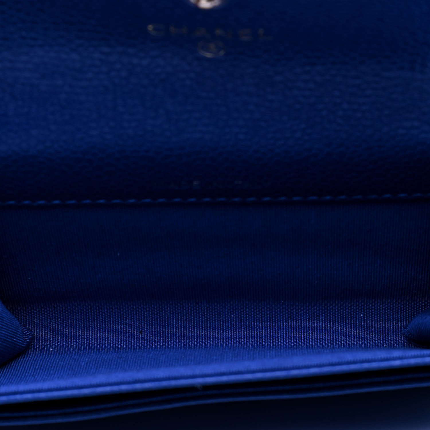 Chanel Caviar Camellia Embossed Card Holder Wallet Blue 3 of 5