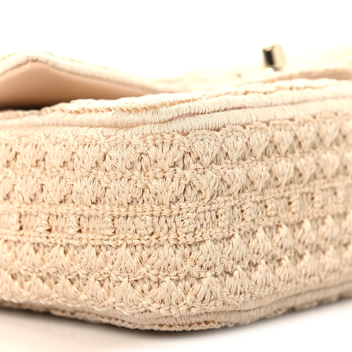 Crochet Embroidered Mini Rectangular Flap Beige
