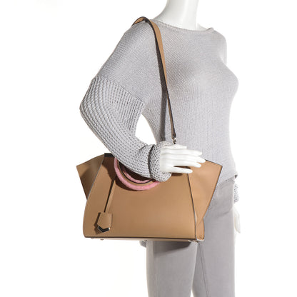Fendi Calfskin Shearling Petite 3Jours Tote Tan 4 of 12