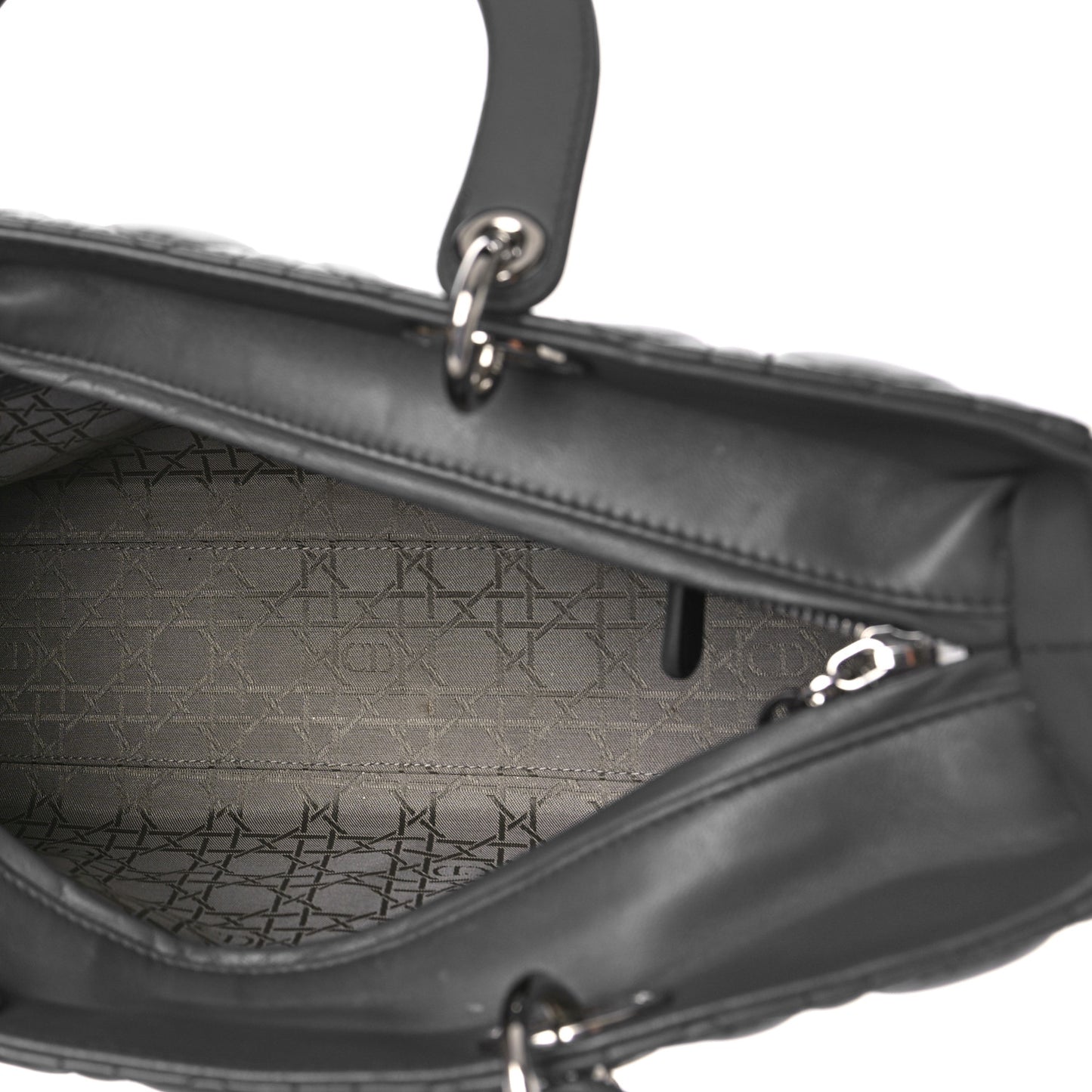 Lambskin Cannage Large Lady Dior Grey