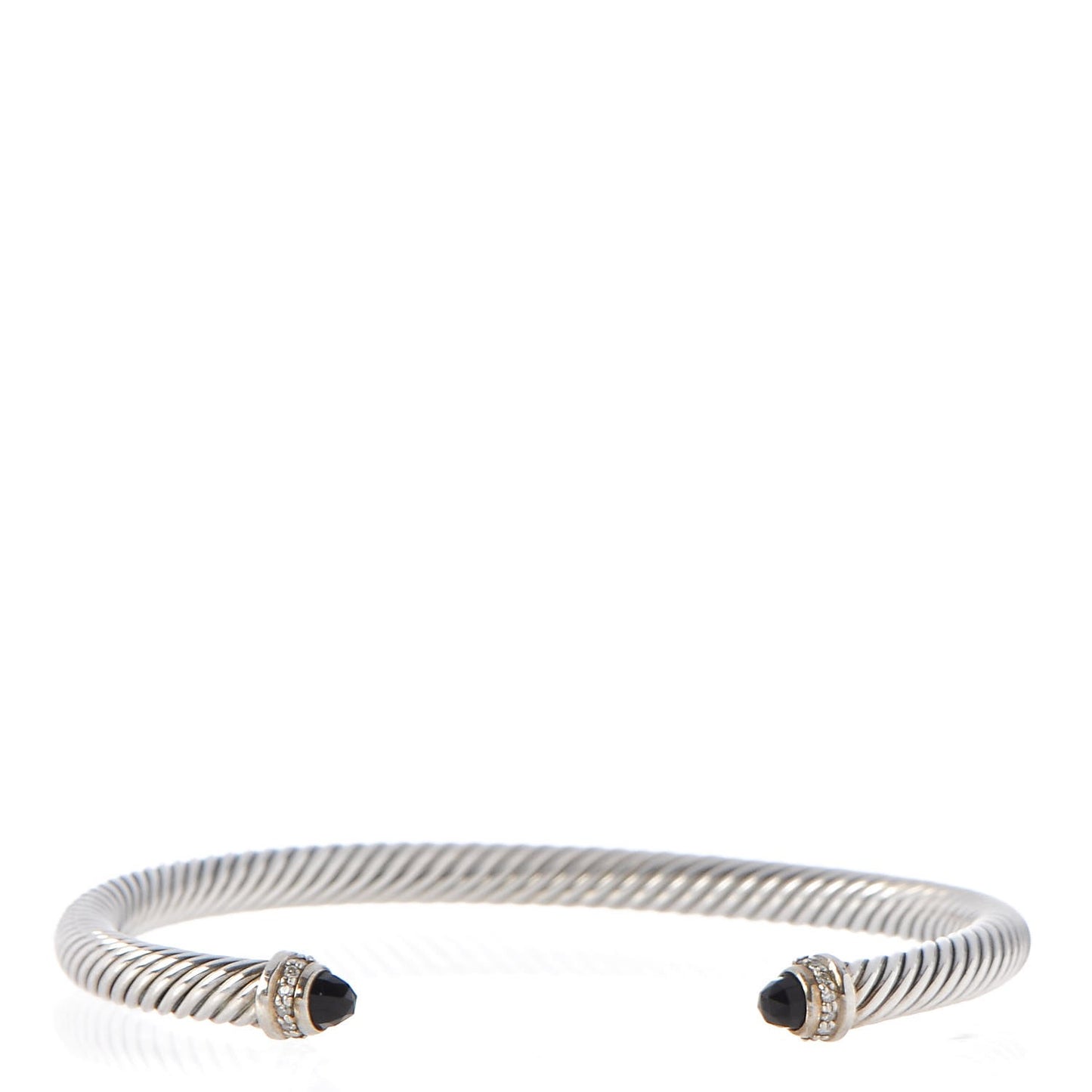 Sterling Silver Diamond Black Onyx 5mm Cable Classics Bracelet