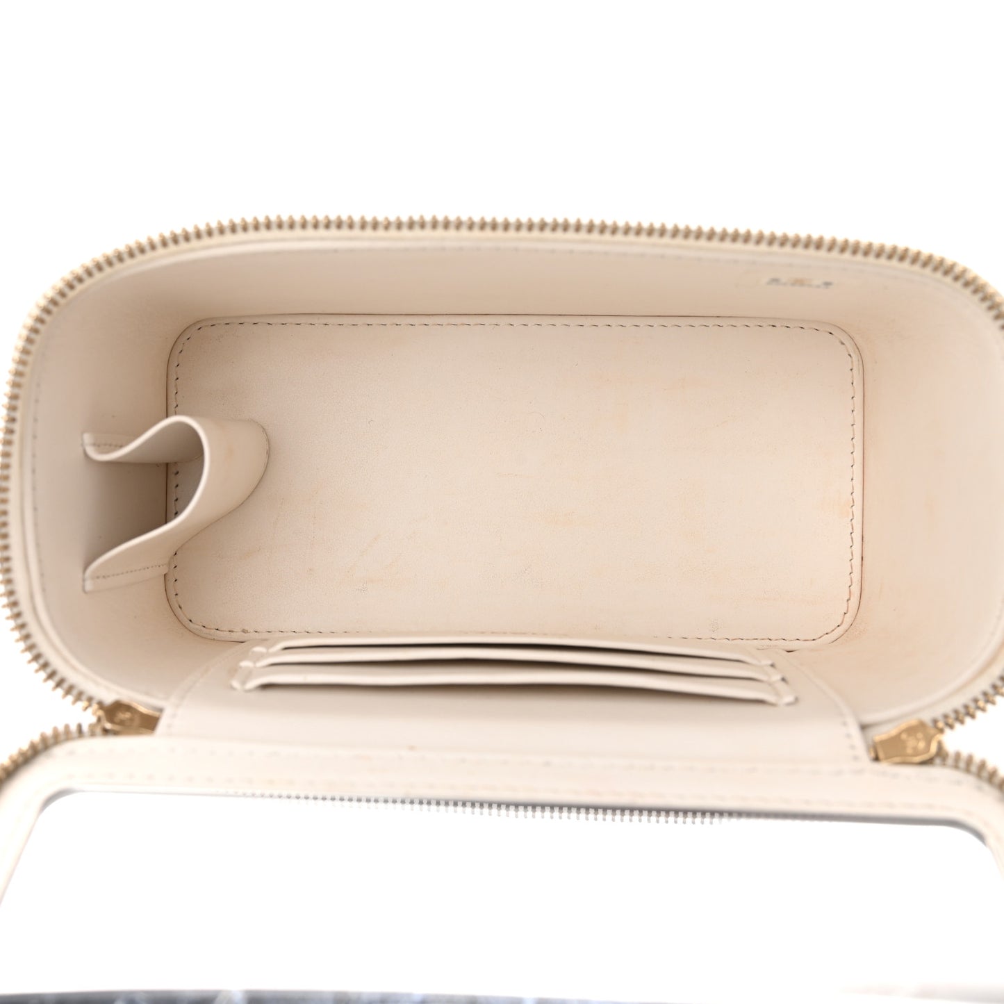 Caviar Quilted Small Vanity Case With Chain White