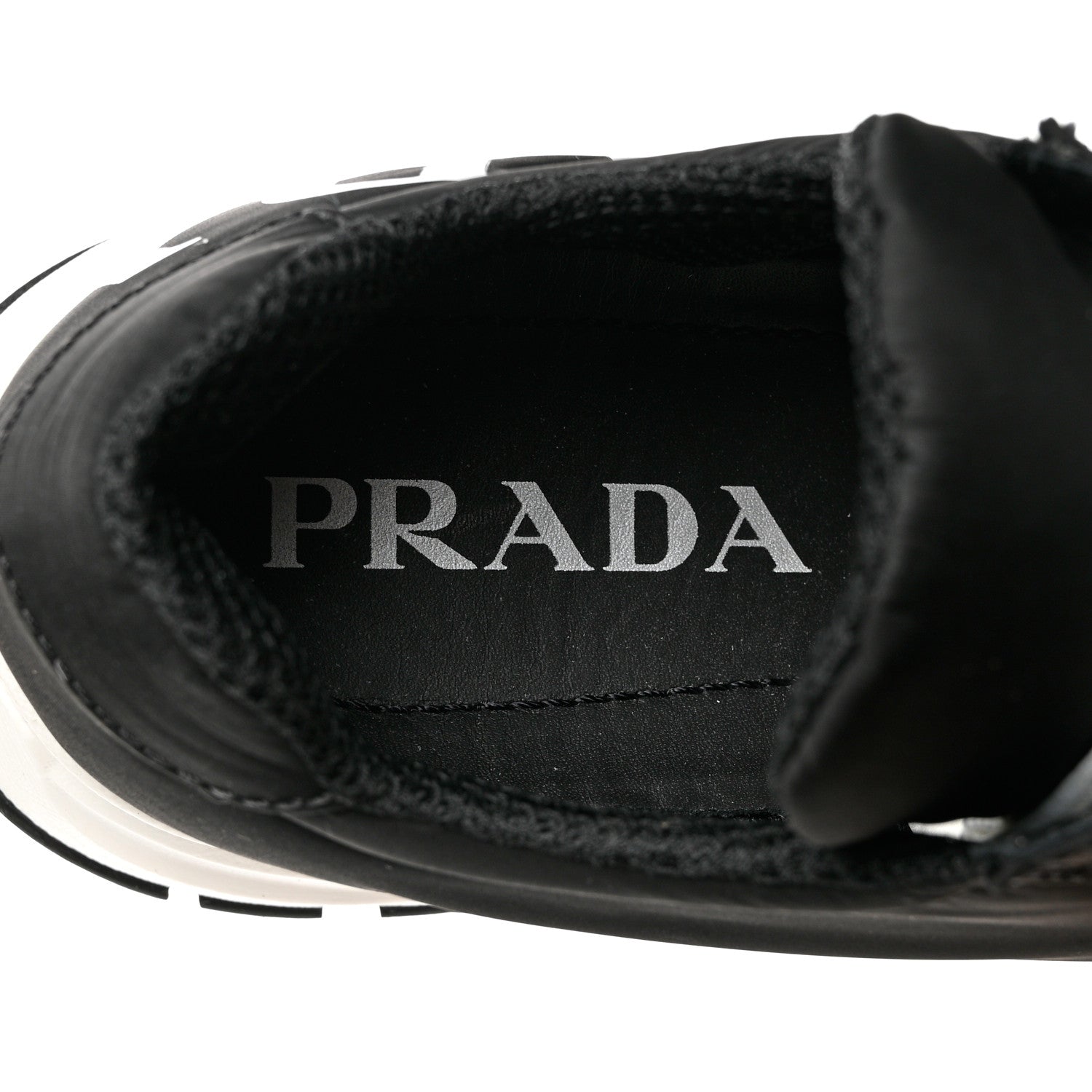 Prada Nylon Piuma Logo Sneakers 37 Black White 7 of 9