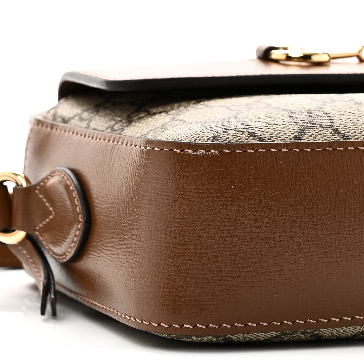 Gucci GG Supreme Monogram Small Horsebit 1955 Shoulder Bag Beige Brown Sugar 9 of 11
