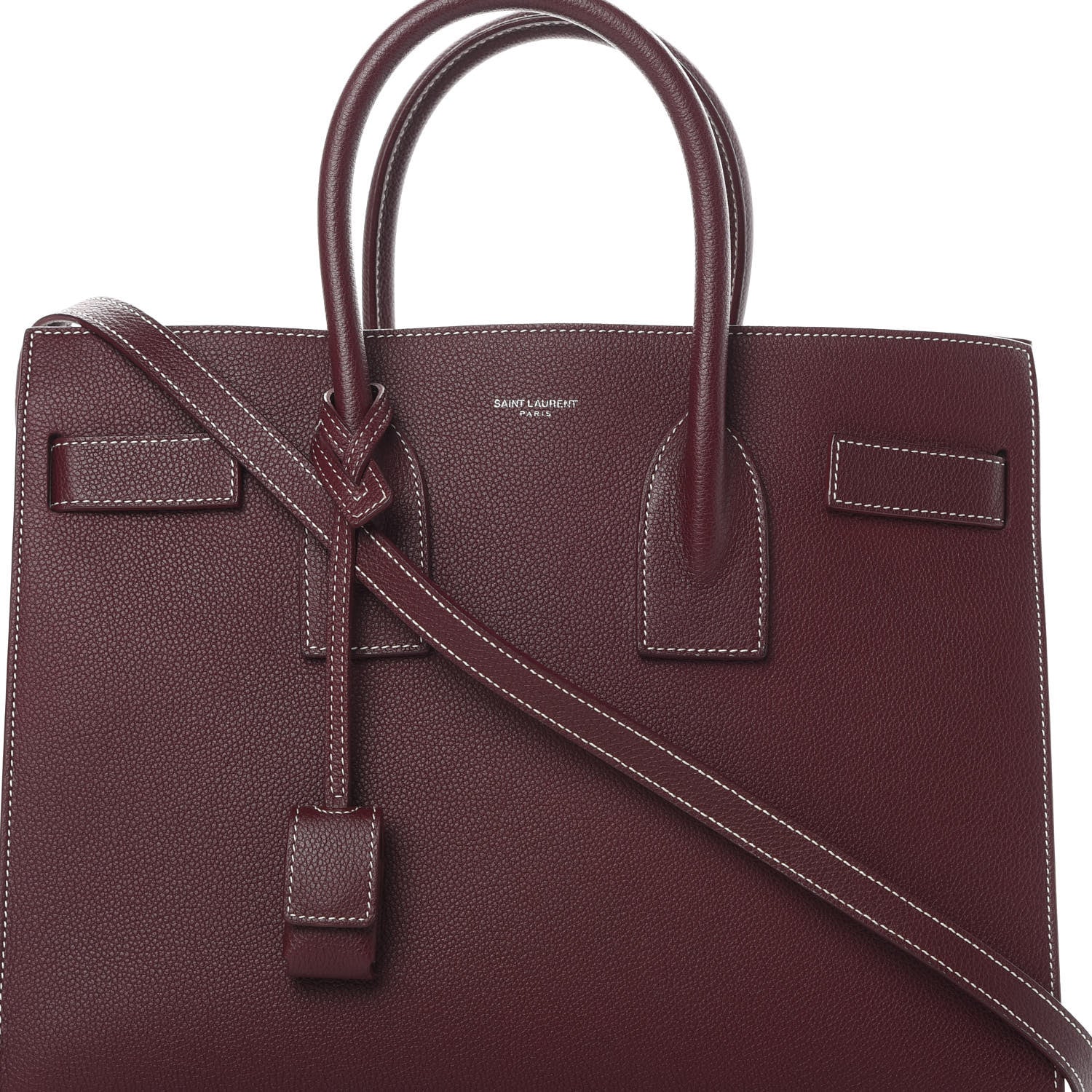 Saint Laurent Grained Calfskin Topstitch Small Classic Sac De Jour Rouge Legion 8 of 12