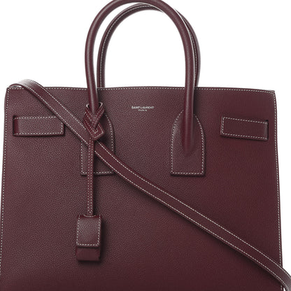 Saint Laurent Grained Calfskin Topstitch Small Classic Sac De Jour Rouge Legion 8 of 12