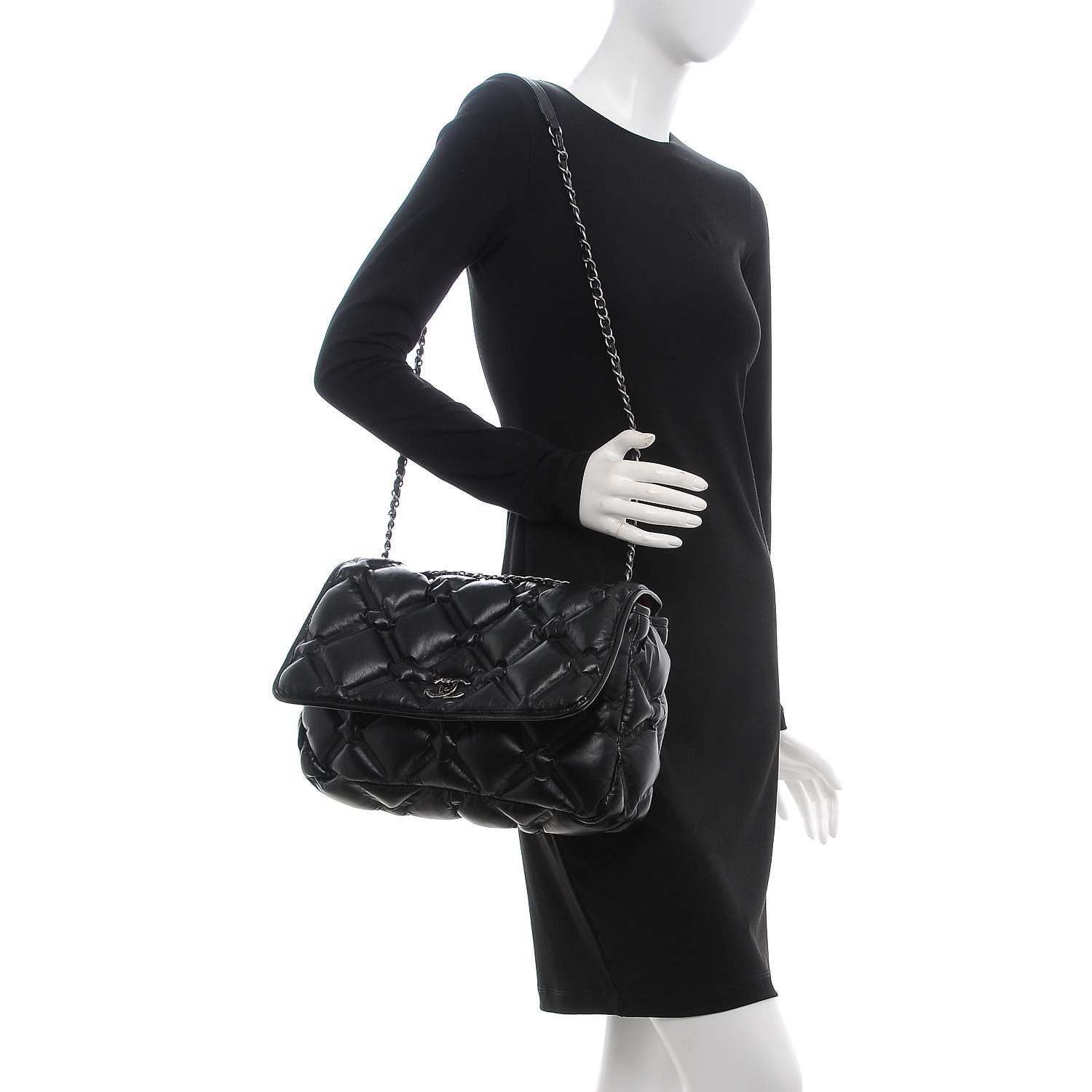 Chanel Calfskin Quilted Large Chesterfield Flap Black 2 of 12