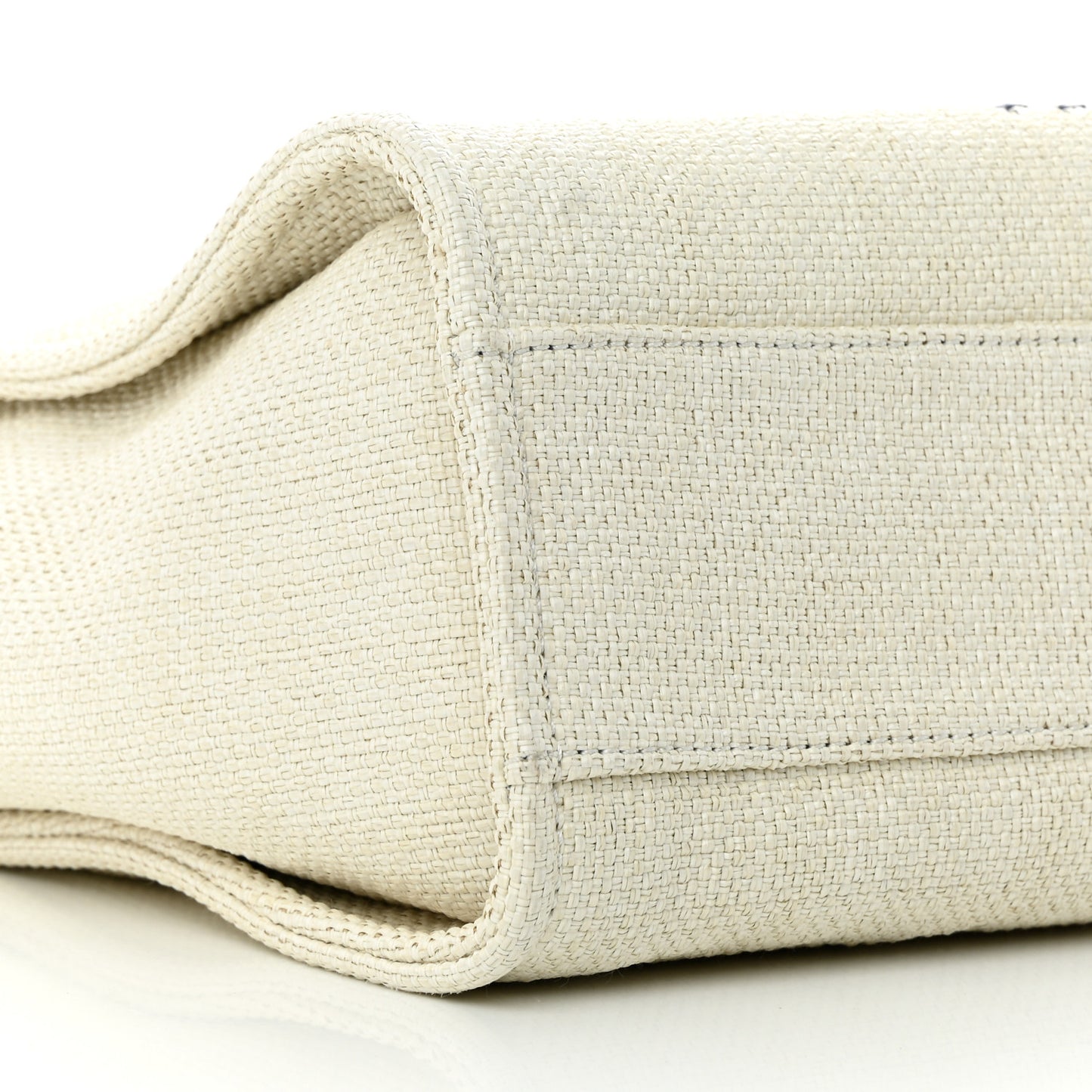 Woven Straw Raffia Small Deauville Tote White Navy