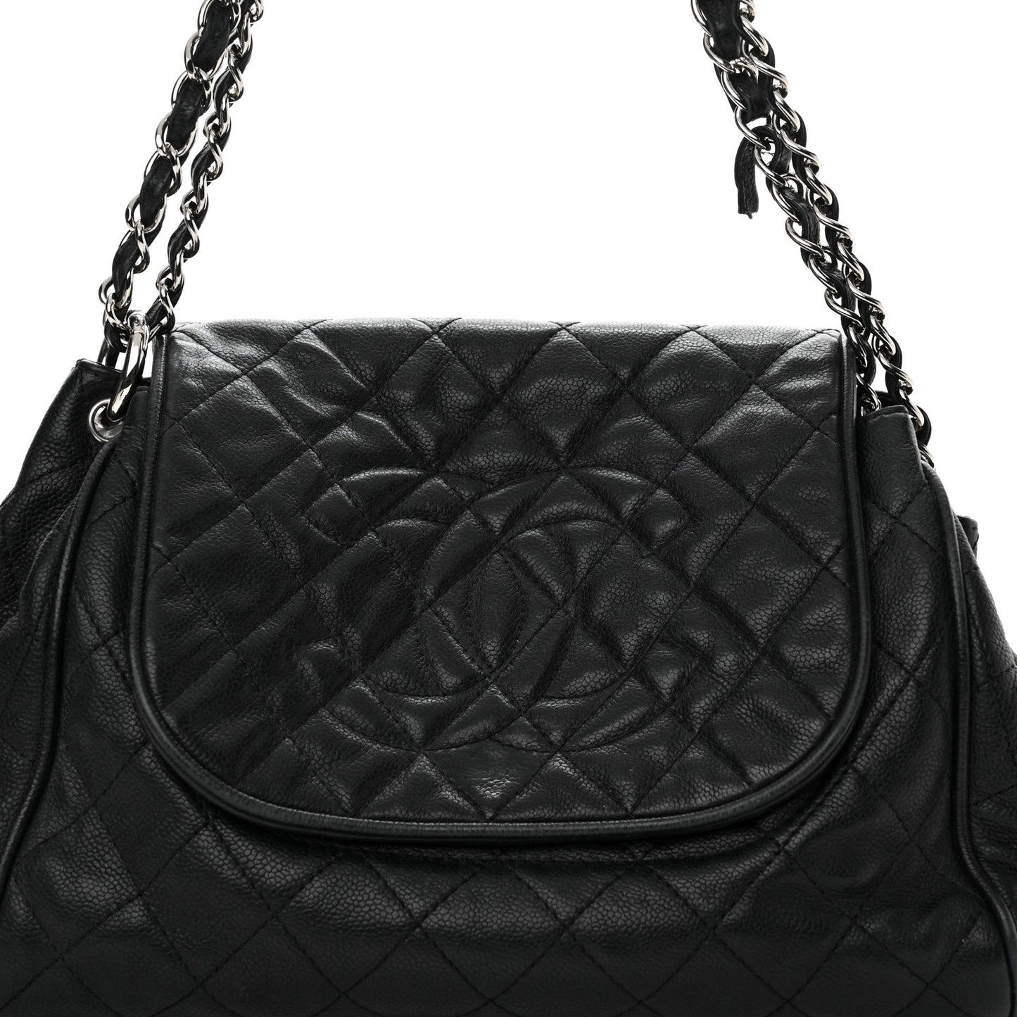 Caviar Quilted Timeless Accordion Flap Black