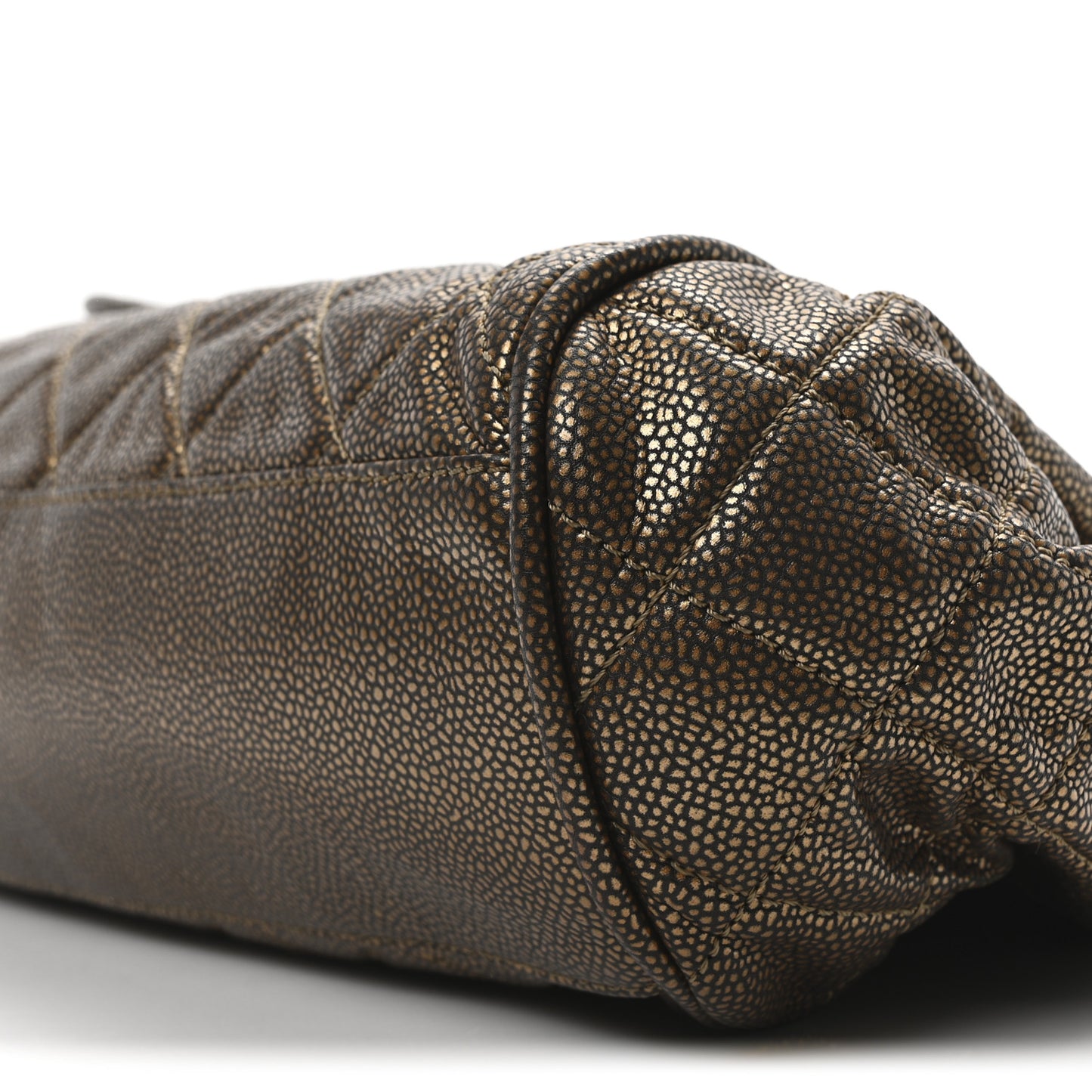 Metallic Caviar Quilted Timeless Accordion Flap Bronze