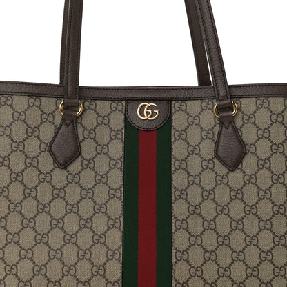 Gucci GG Supreme Monogram Textured Calfskin Web Medium Ophidia Shopping Tote Beige Ebony New Acero 8 of 10