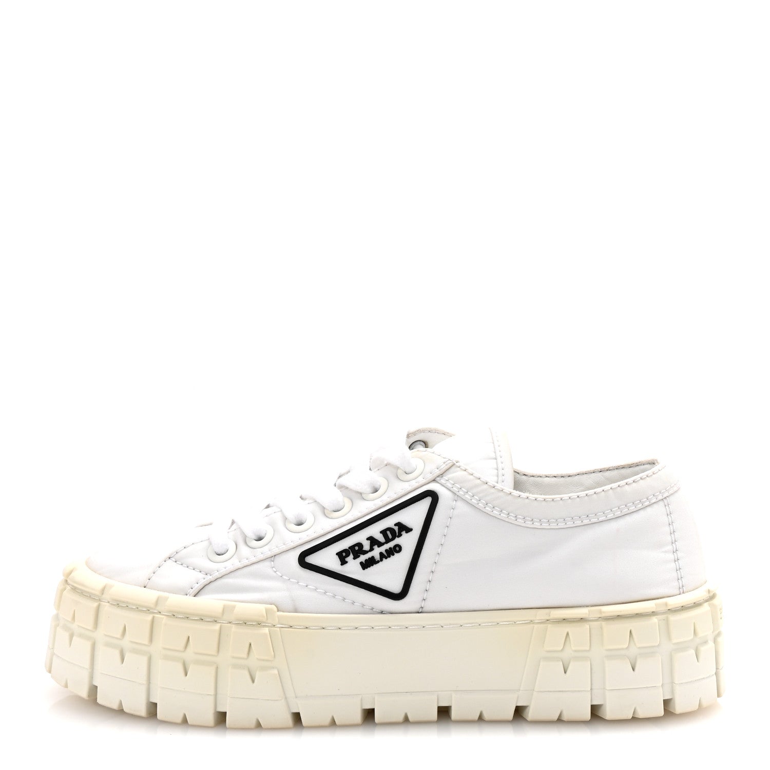 Prada Re-Nylon Gabardine Triangle Logo Double Wheel 50mm Sneakers 38.5 White 1 of 9