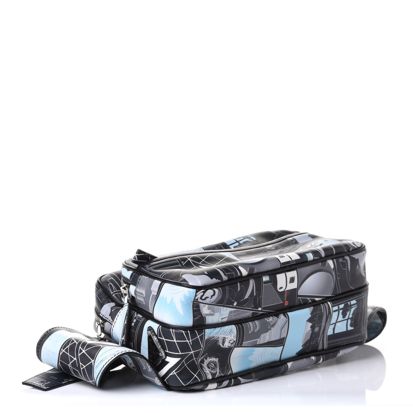 X JAMES JEAN Calfskin Comic Print Messenger Bag Black