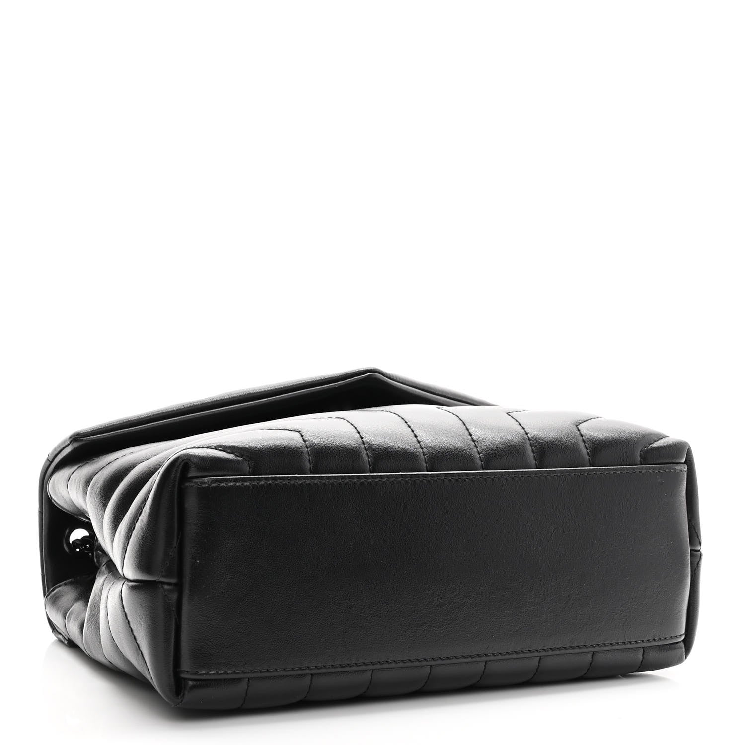 Saint Laurent Calfskin Y Quilted Monogram Monochrome Small Loulou Chain Satchel Black 4 of 10