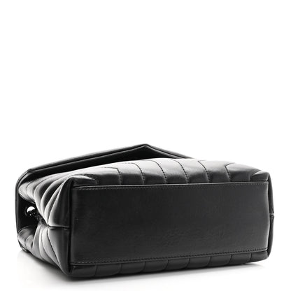 Saint Laurent Calfskin Y Quilted Monogram Monochrome Small Loulou Chain Satchel Black 4 of 10
