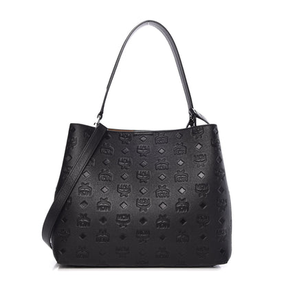 MCM Calfskin Ottomar Monogram Sarah Convertible Hobo Black 1 of 9
