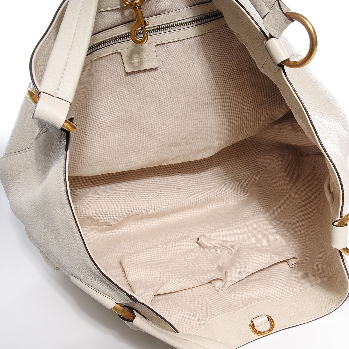 Pebbled Calfskin Twill Medium Shoulder Bag White