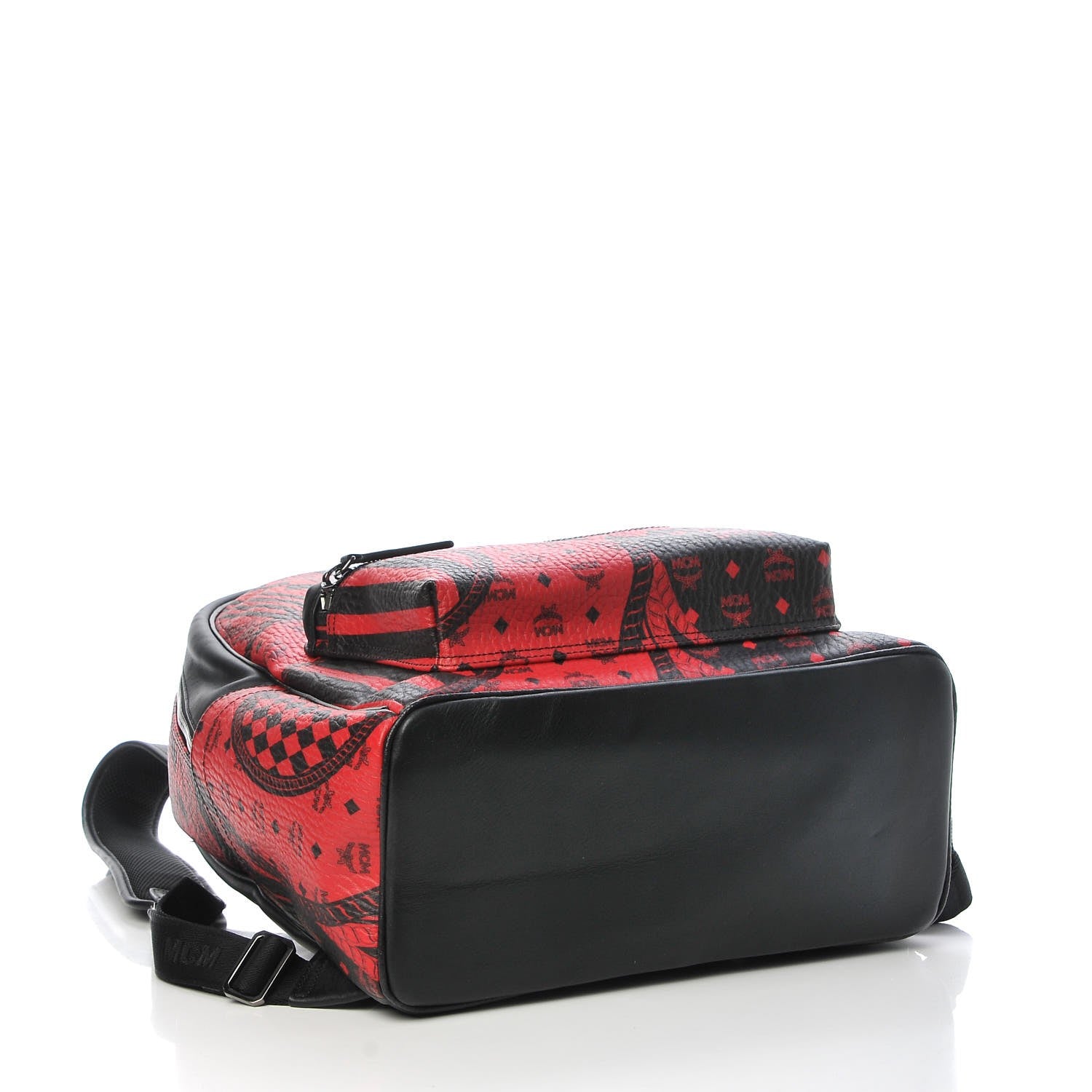 MCM Visetos Studded Baroque Print Stark Backpack Black Ruby Red 4 of 12