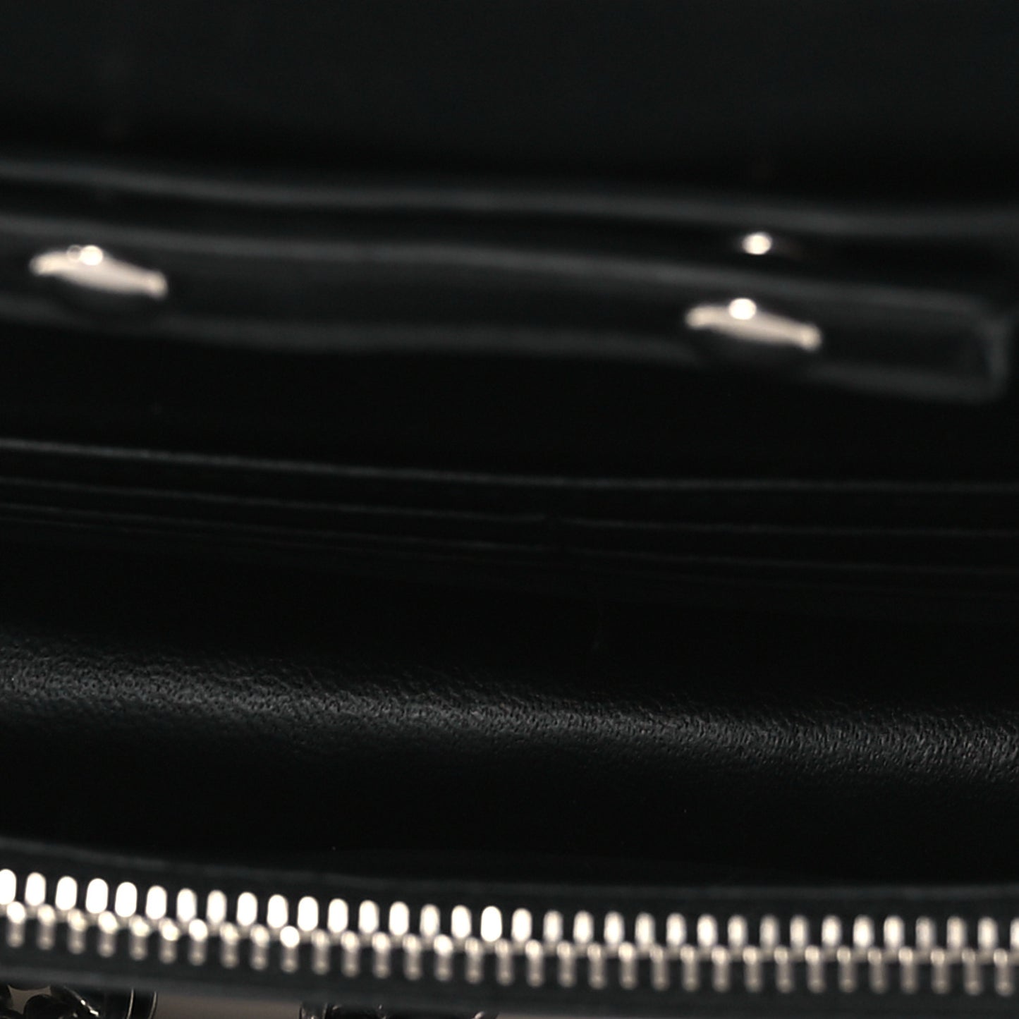 Shiny Calfskin Logo Crocodile Embossed Ville Wallet on Chain Black