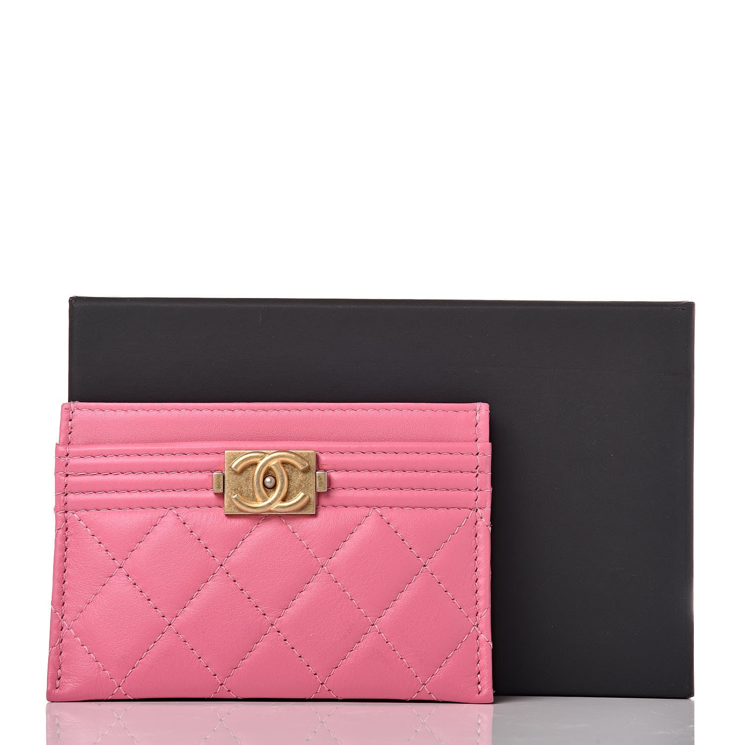 Chanel Lambskin Quilted Boy Card Holder Pink 11 of 11