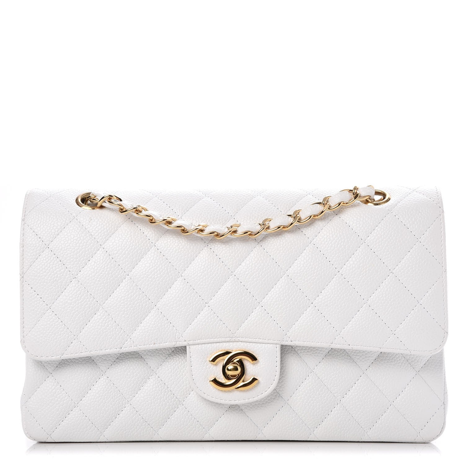 Chanel Caviar Quilted Medium Double Flap White 1 of 8