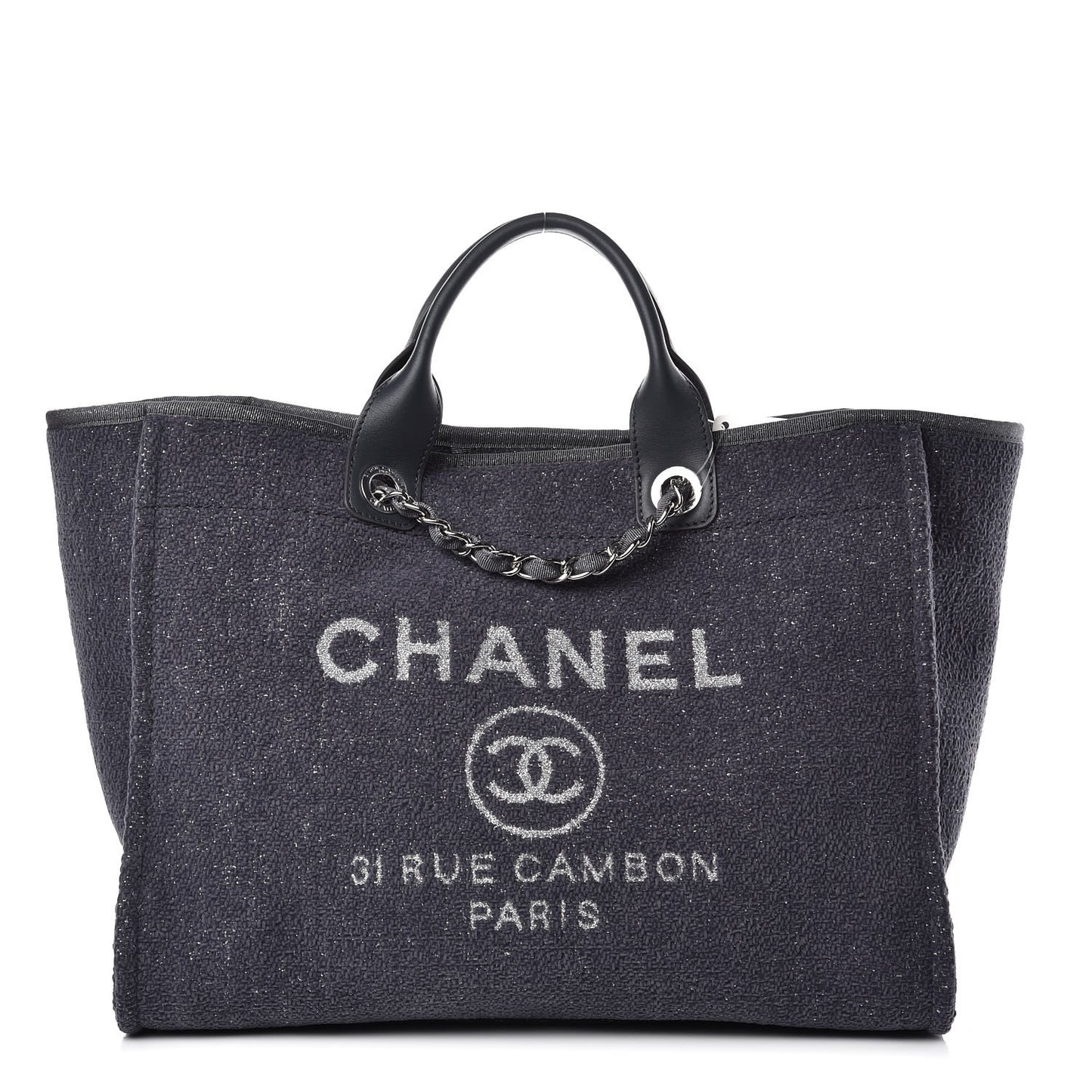 Lurex Boucle Medium Deauville Tote Grey