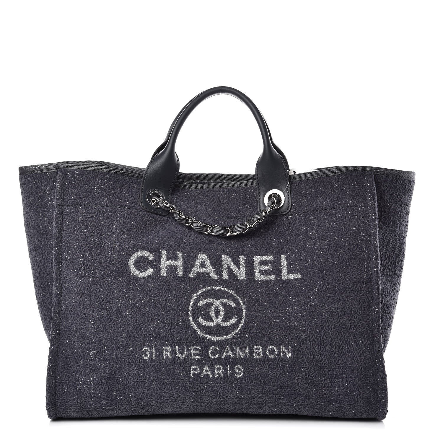 Chanel Lurex Boucle Medium Deauville Tote Grey 1 of 7