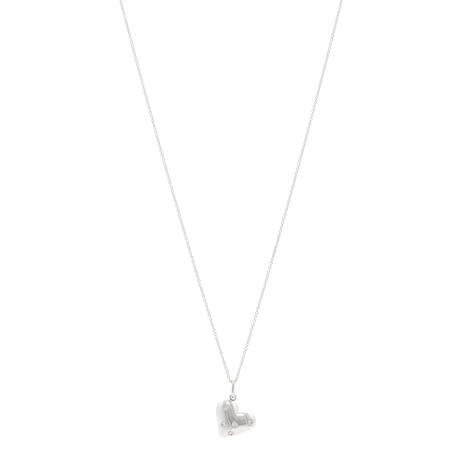 Tiffany 18K White Gold Diamond Etoile Heart Drop Pendant Necklace 1 of 5