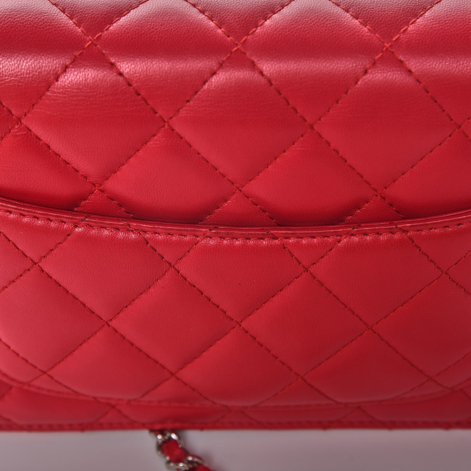 Chanel Lambskin Quilted Wallet On Chain WOC Red 6 of 10