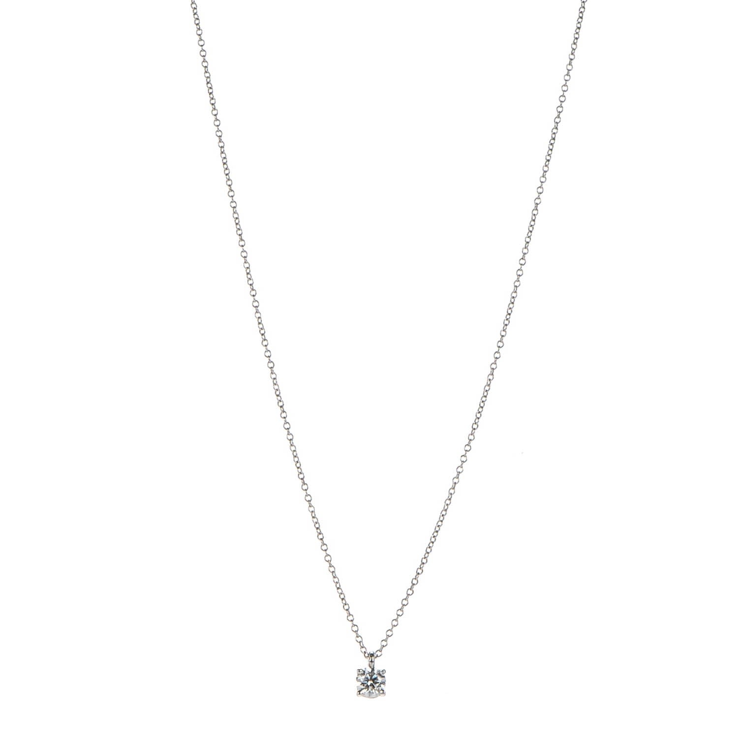 Tiffany Platinum Diamond .27ct Solitaire Pendant Necklace 1 of 6