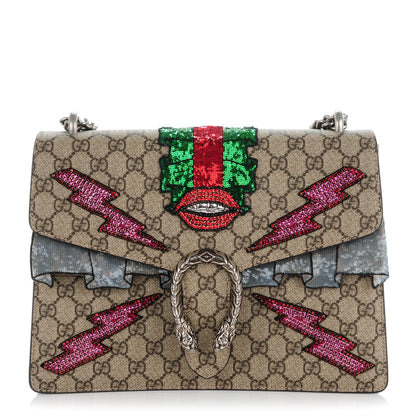 Gucci GG Supreme Monogram Lightning Embroidered Medium Dionysus Shoulder Bag Beige 1 of 7