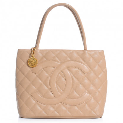 Chanel Lambskin Medallion Tote Beige 1 of 7