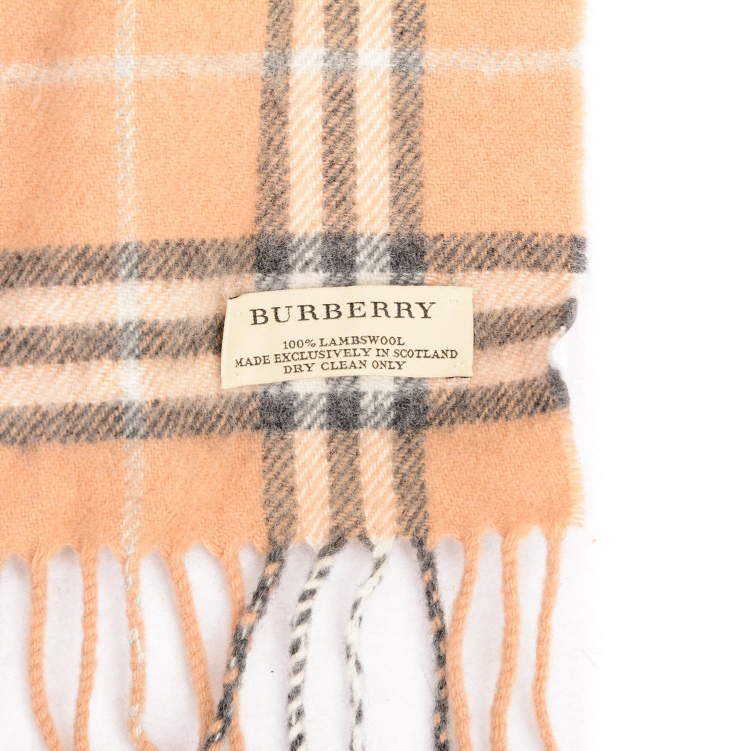 Burberry Lambswool Check Fringe Scarf Beige 4 of 4