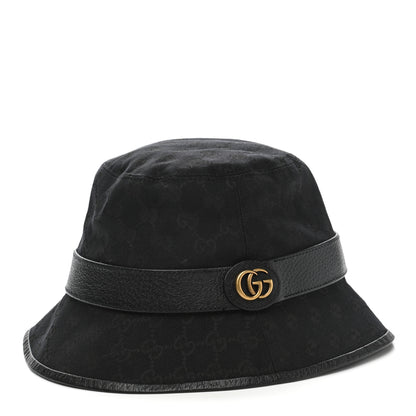 Gucci Monogram Textured Dollar Calfskin GG Jago Bucket Hat M Black 1 of 11
