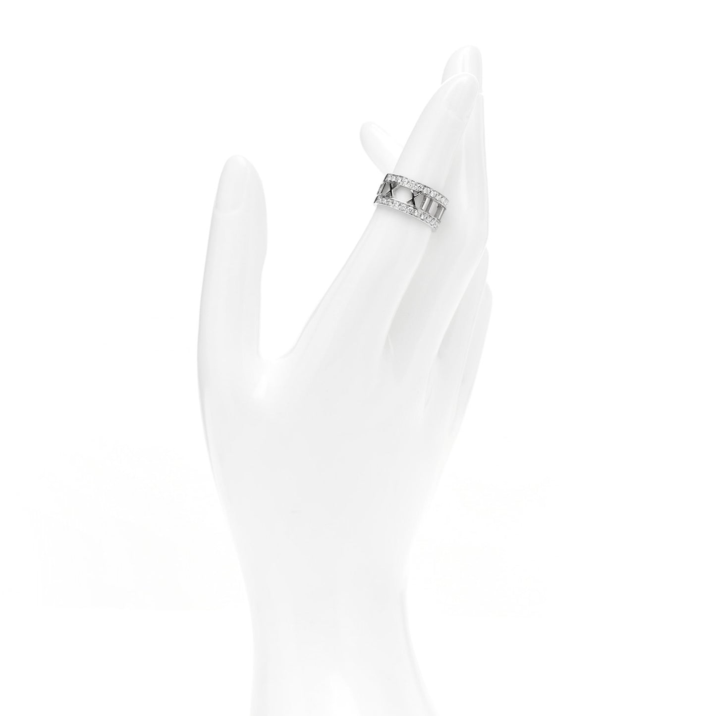 18K White Gold Diamond Wide Atlas Open Ring 49 4.75