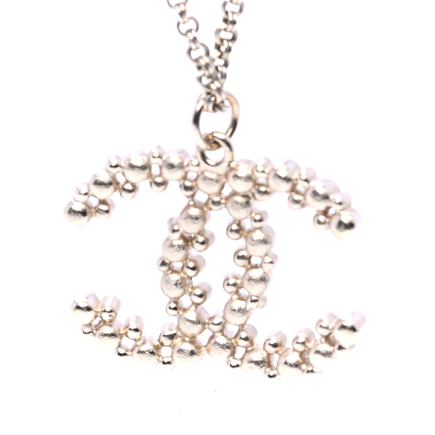 Crystal Pearl Snow Splash CC Pendant Necklace Gold