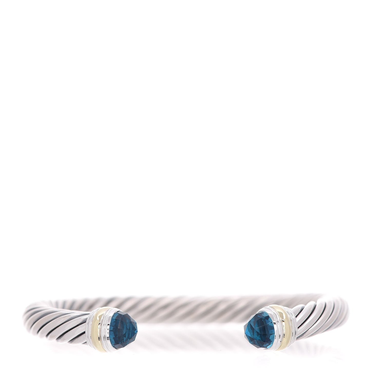 Sterling Silver 14K Yellow Gold Blue Topaz 7mm Cable Classics Bracelet