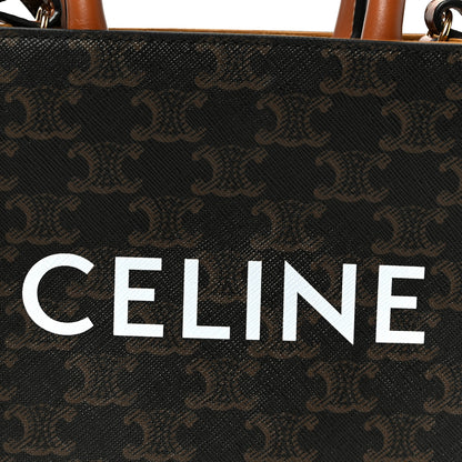 Celine Triomphe Canvas Calfskin Mini Vertical Cabas Tan 7 of 9