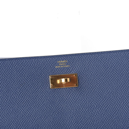 Hermes Epsom Kelly Longue Wallet Blue Agate 10 of 10