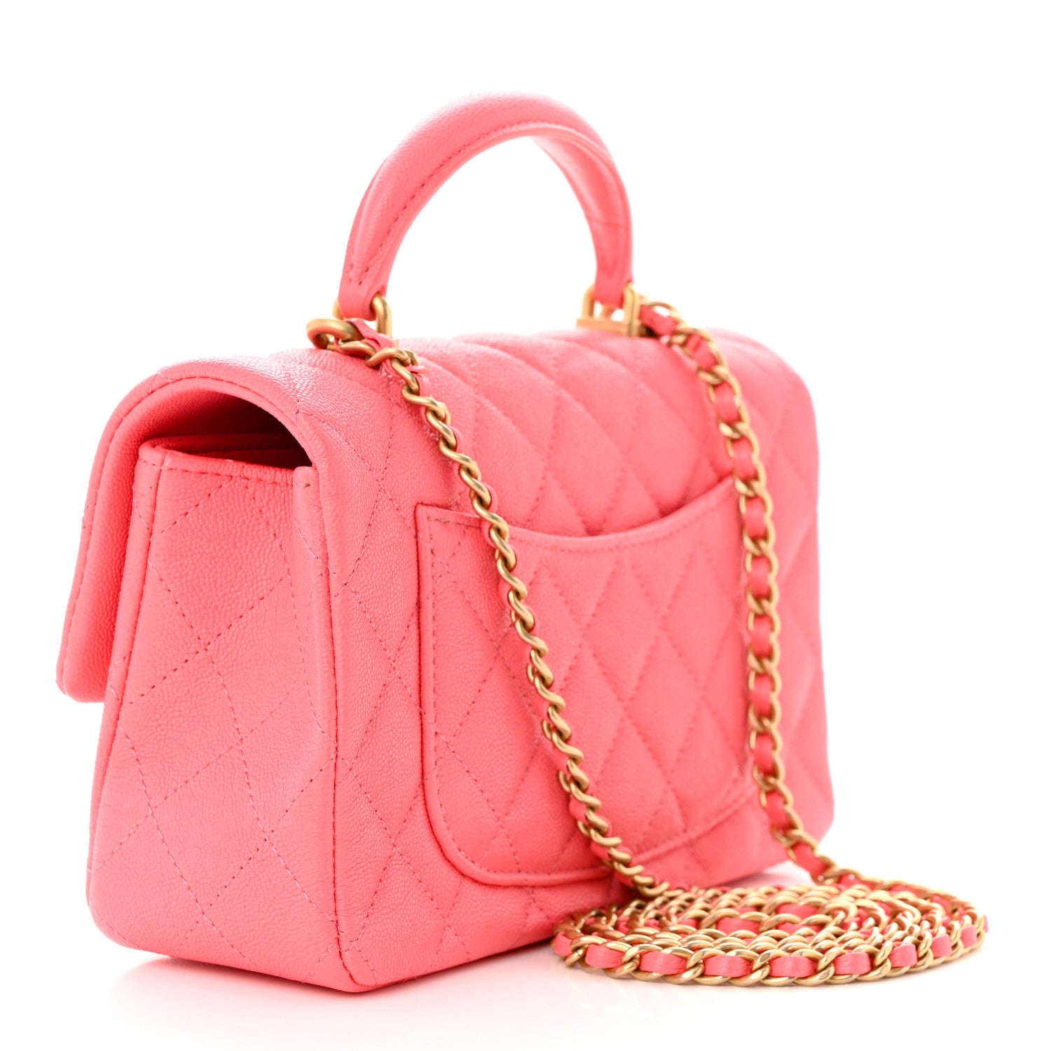 Chanel Caviar Quilted Mini Top Handle Rectangular Flap Pink 3 of 12