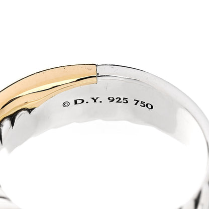 David Yurman Sterling Silver 18K Yellow Gold Narrow Crossover Ring 52 6 4 of 4