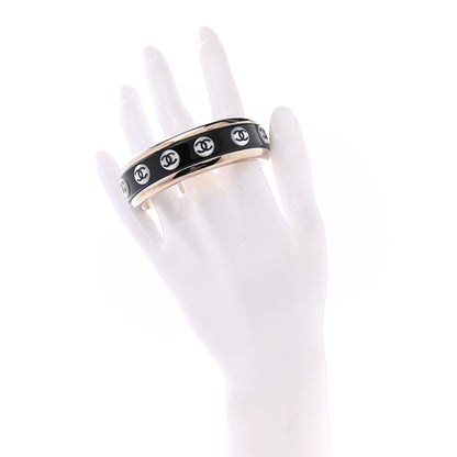 Chanel Resin CC Cuff Black White Gold 2 of 5