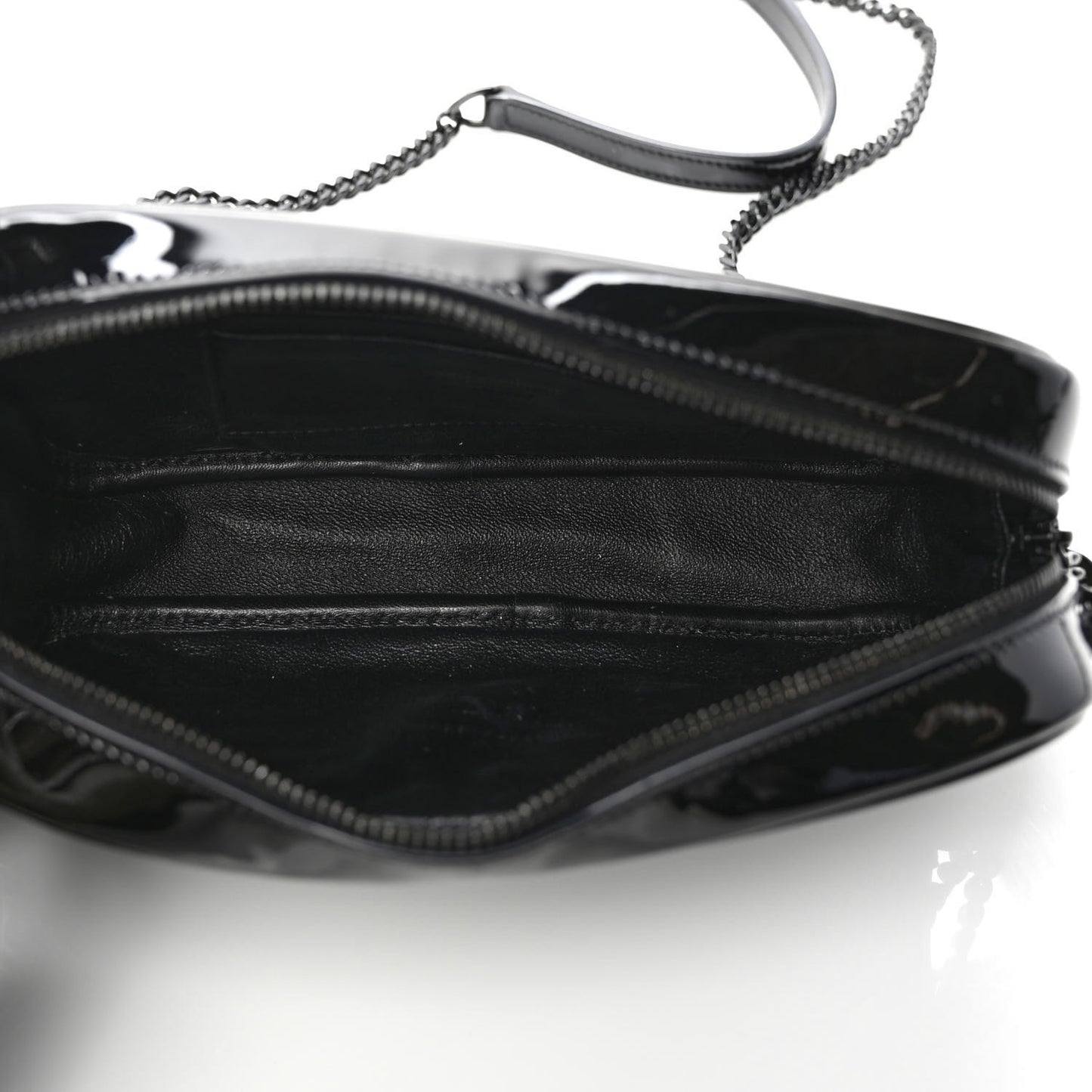 Patent Calfskin Matelasse Monogram Mini Lou Camera Bag Black