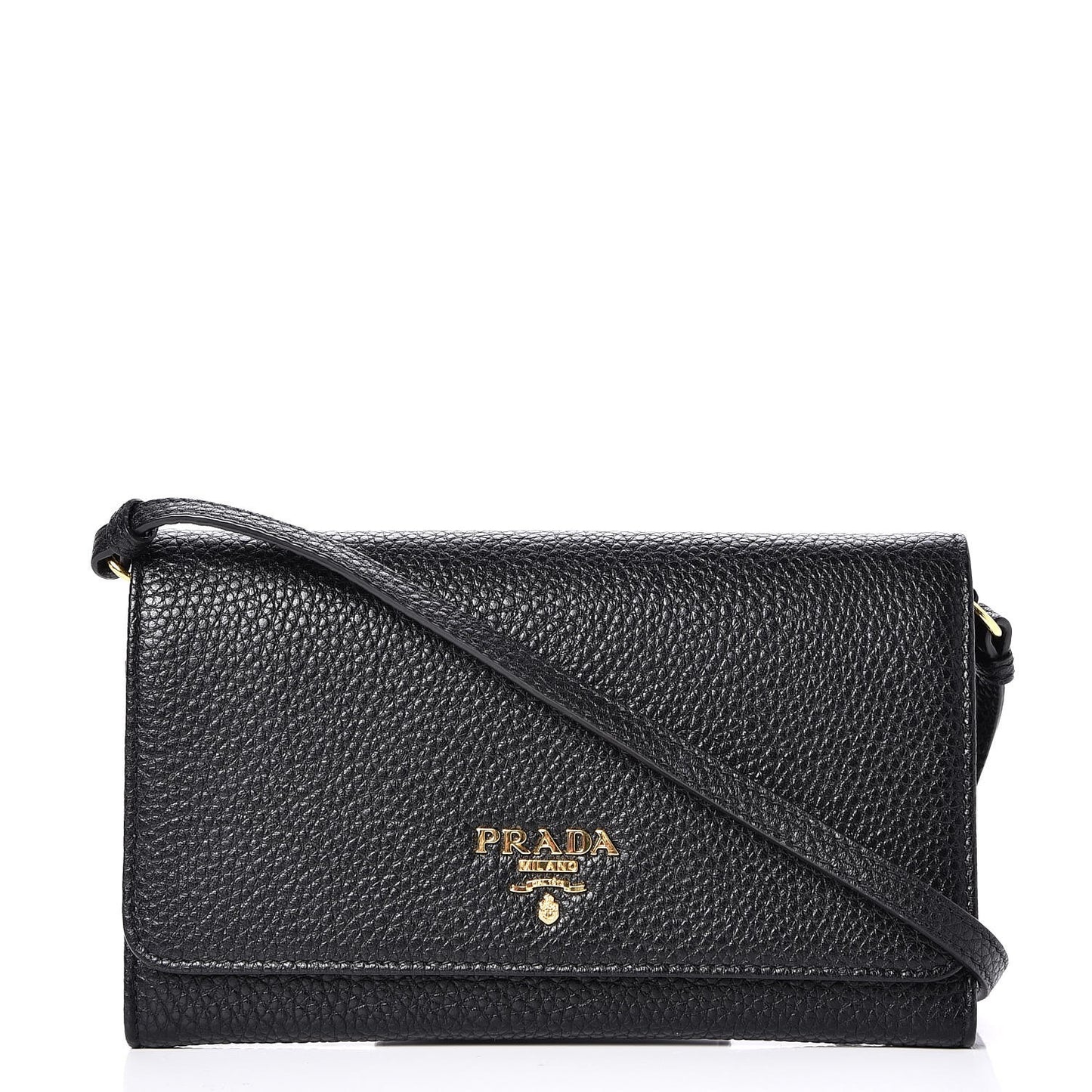 Vitello Grain Mini Crossbody Wallet Nero Black