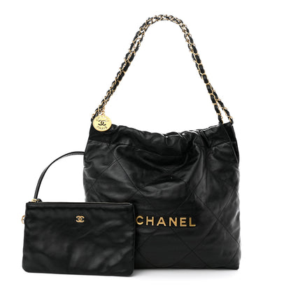 Chanel Shiny Calfskin Quilted Small Chanel 22 Black 1 of 12